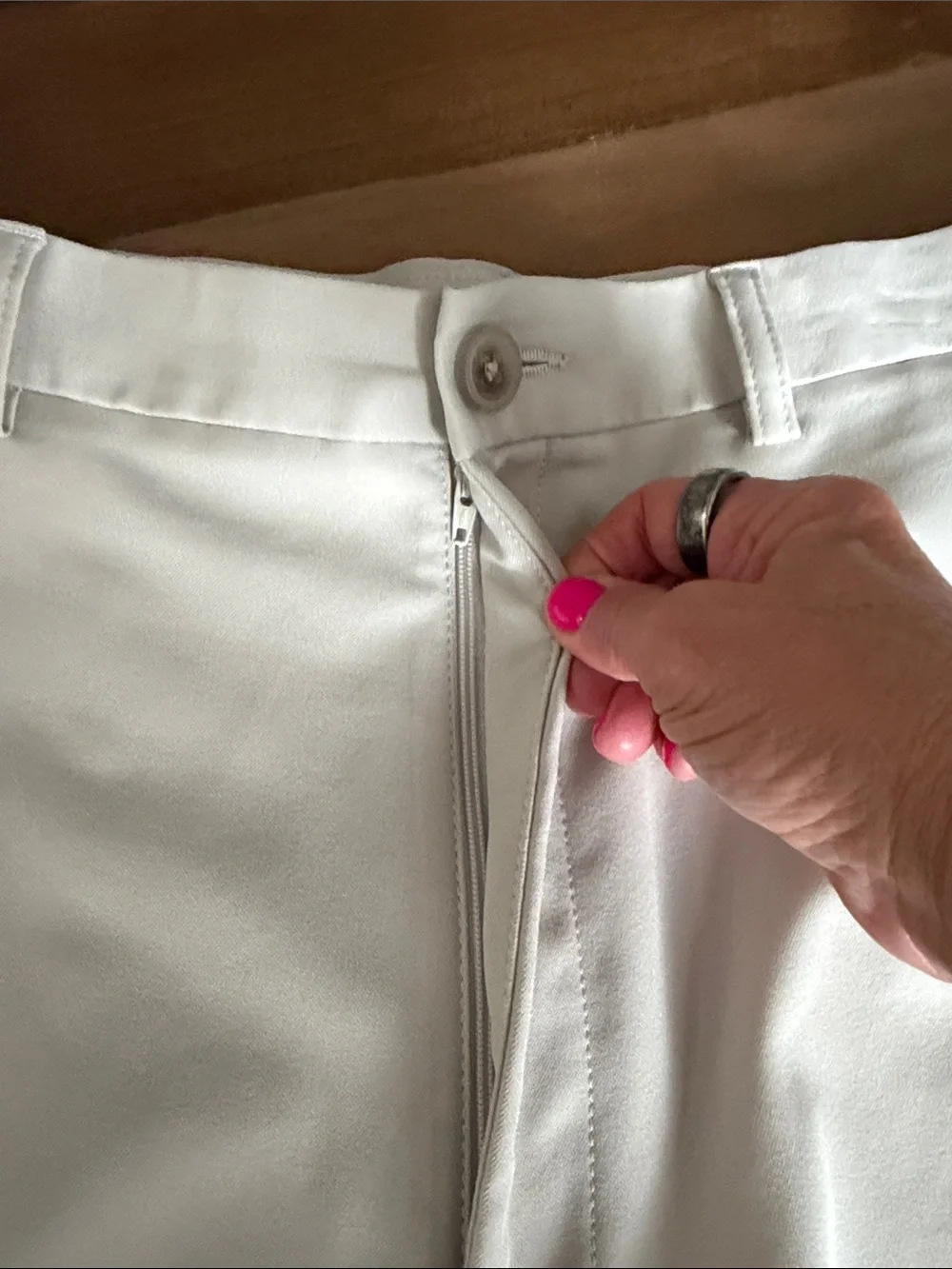 Men's Cream Golf Shorts - Classic Flat Front